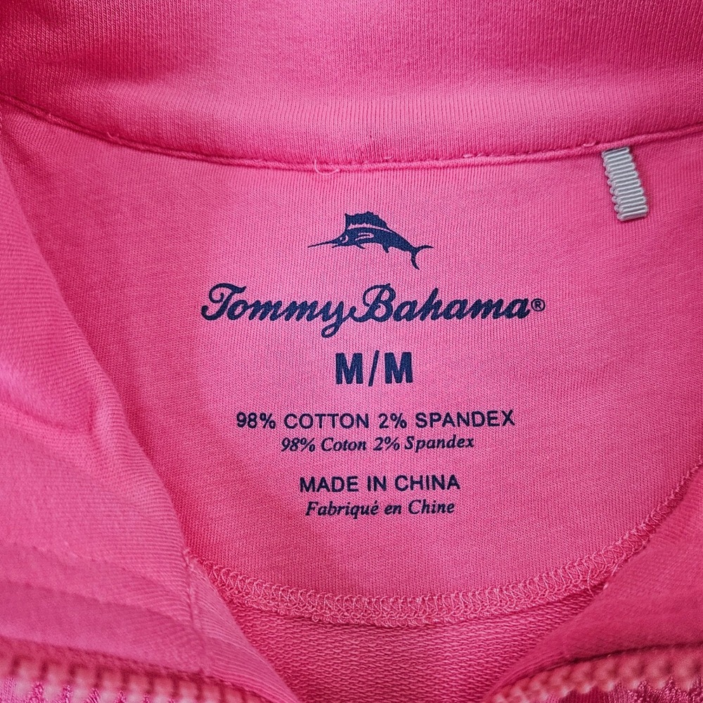 Tommy Bahama Pink Floral Embroidered Quarter Zip Pullover Top Size M Vibrant - Picture 3 of 8